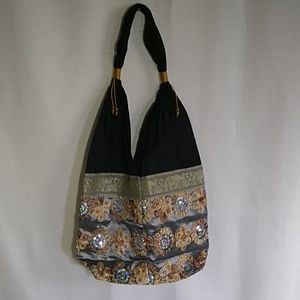 Multicolor Black Embellished Purse
